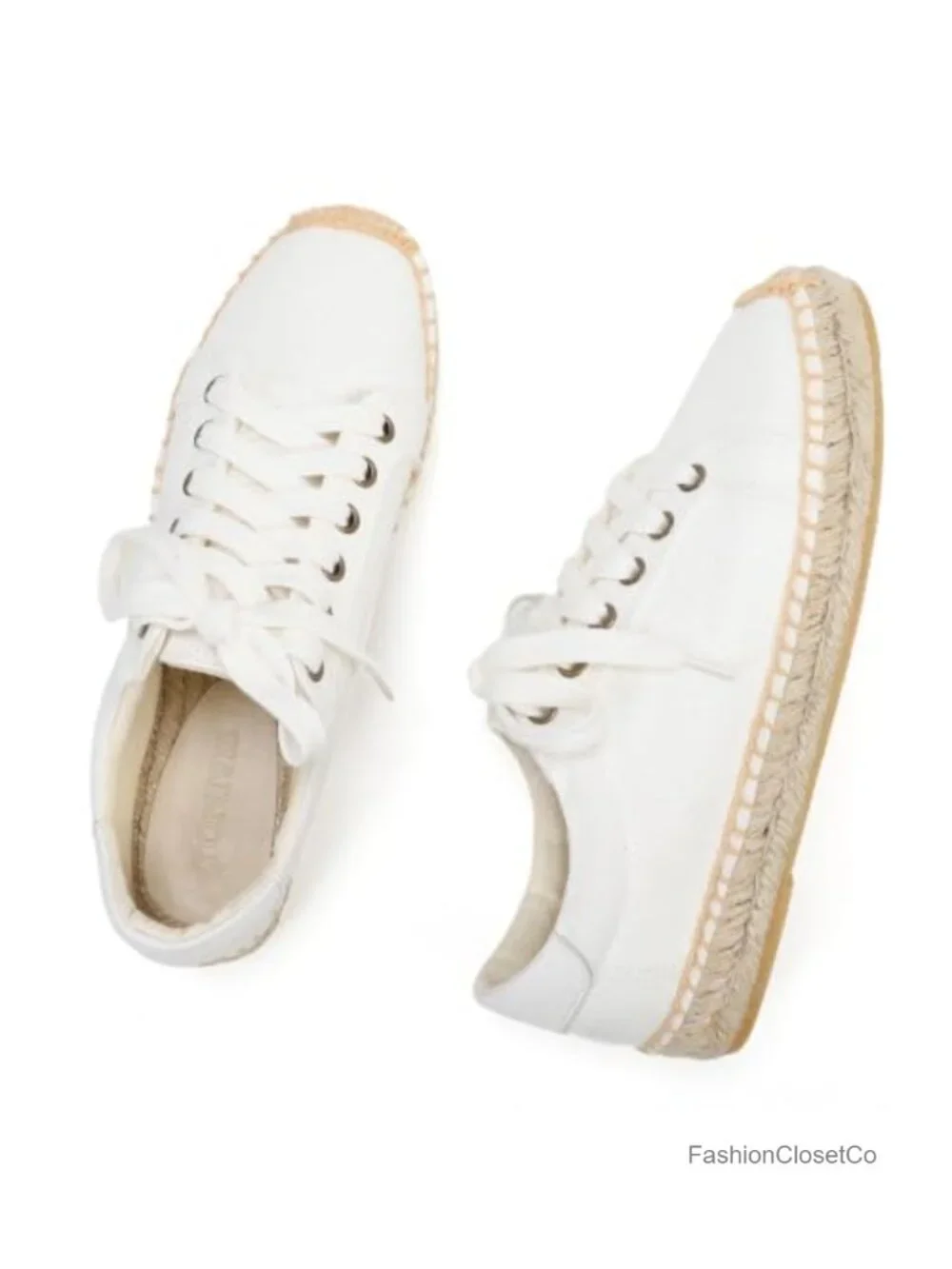 Women's Canvas Espadrilles Lace-Up Flats Jute Platform Sole